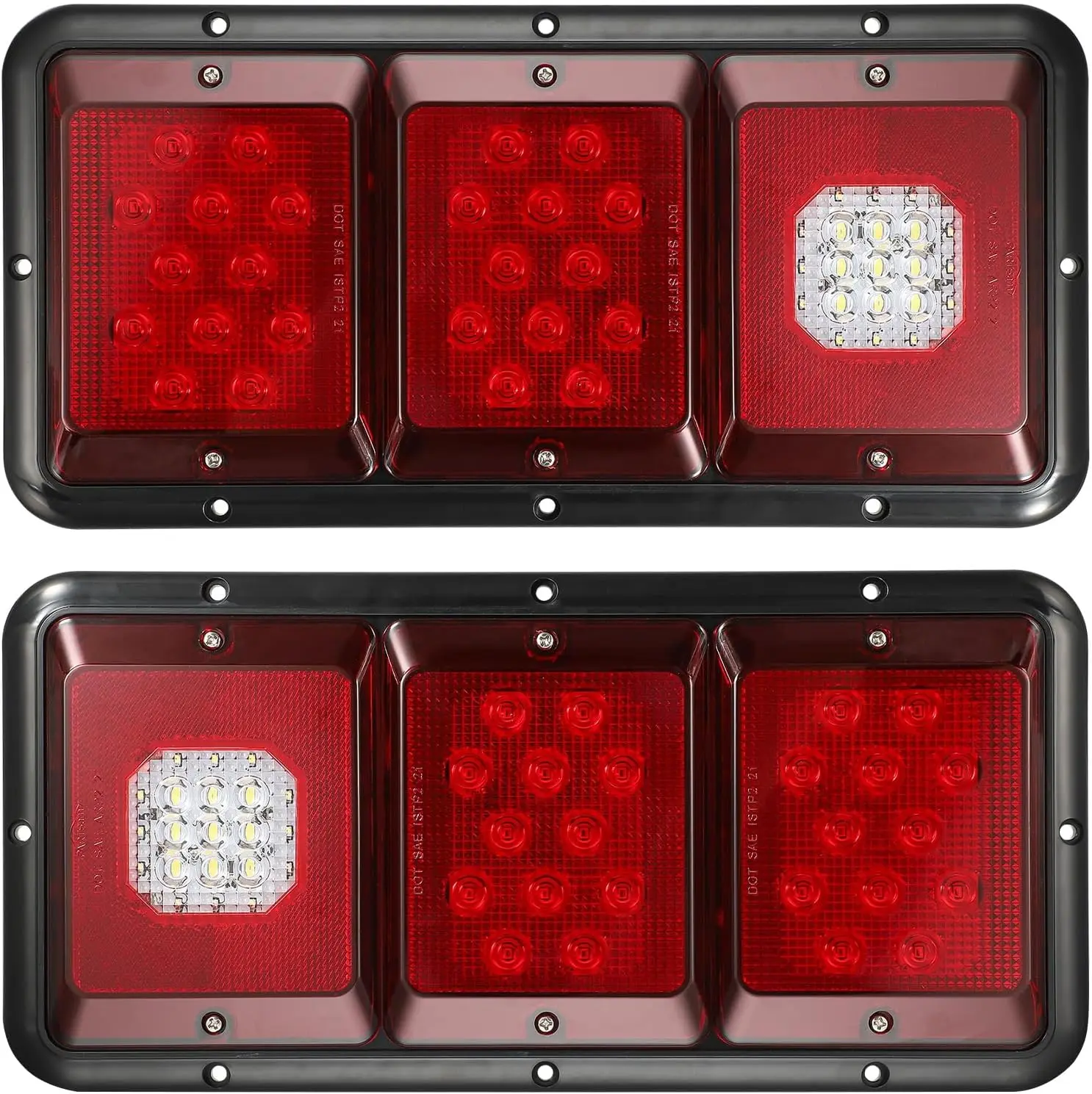 Partsam LED Triple Tail Lights For Car RV Trailer Camper Stop Turn Tail Backup Reverse Lights Taillights