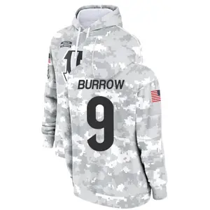 Full Logo Unisex Burrow #9 Salute Arctic Camo 2025 Pullover Hoodie, Football Lover Hoodie, Shirt For Football Fans, Sport Fan Outfit, Christmas Gift, Gift For Him