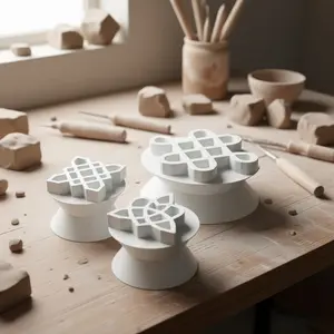 3pcs/set Geometric Pattern Stamps, Pottery Clay Stamps, Suitable for DIY Projects, Perfect Birthday Gift Ideas—holiday Craft Materials, Holiday Handicrafts, Creative Projects, Art Stamps, Geometric Designs, High-quality Clay, Durable