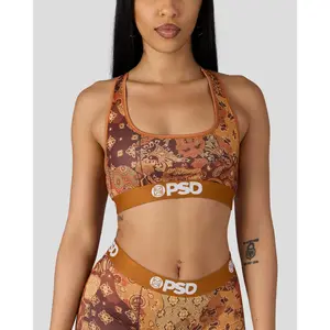 PSD Womens Coco Paisley Racerback Sports Bra - Comfortable, Breathable, Ultra-light Fabric