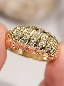 1 PC Pretty Cubic Zirconia Ring For Women For Wedding Engagement Anniversary Party Jewelry Valentine's Day Gift Stackable Rings