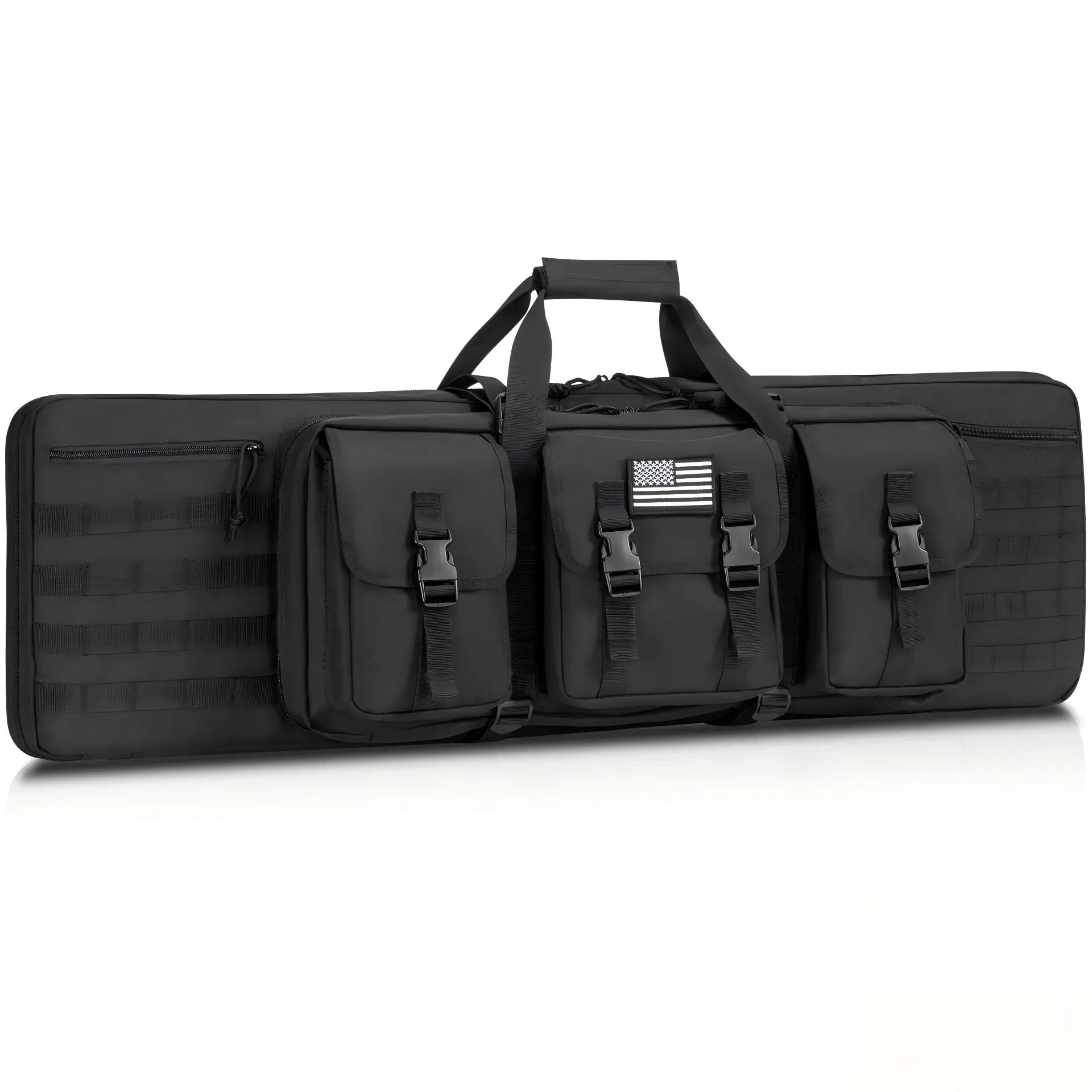 Long Soft Rifle Case, Tactical Double Hunting Bag with Lockable Zipper & Molle System for Outdoor Hunting