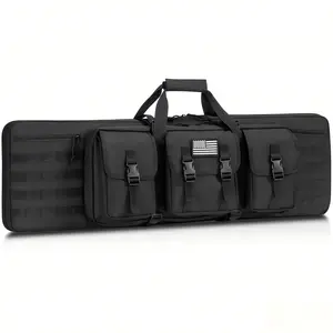 Long Soft Range Case Tactical Double Backpack with Lockable Zipper & Molle System for Outdoor Hunting