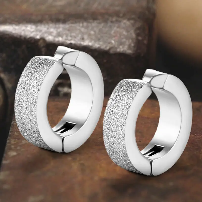 GTHIC Unisex High Quality Frosted Stainless Steel Earcuff Hoops - 4mm, 2.5g, Punk Style Earrings with Distinctive & Edgy Design, Casual Jewelry for Daily Wear & Gifting