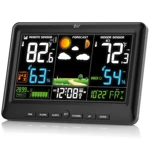 Weather Station  Indoor Outdoor Thermometer:  Digital Atomic Clock with Indoor/Outdoor Temp, Temperature Gauge Weather Clock with Calendar and Adjustable Backlight