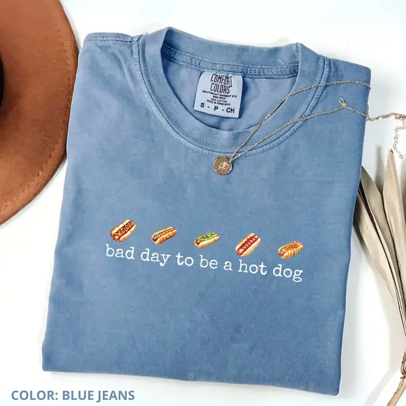 [Sale Up To 50%] Comfort Colors Hot Dog T-Shirt, Bad Day to Be a Hotdog, Funny Retro Hotdog, Women's 4th of July T-Shirt, Memorial Day Shirt, Labor Day T-Shirt Gift For Women - Rock Rolla