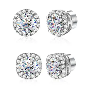 2026 Upgraded Silver Stainless Steel Magnetic Stud Earrings,Unisesx,No Piercing Required,Synthetic Moissanite Gemstones,6.5mm outdoorfun
