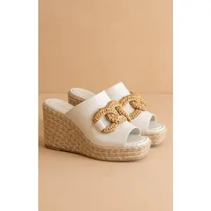 Aime Raffia Buckle Wedge Sandal Walking Shoes Women Footwear Summer Comfort Platform Casual Girl