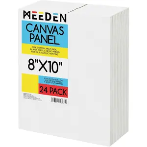 24-Pack 100% Cotton Canvas Boards for Painting - 8x10'' Blank Canvas Panels for Oil & Acrylic Painting, Ready to Paint Art Supplies for Professional Artists, Students