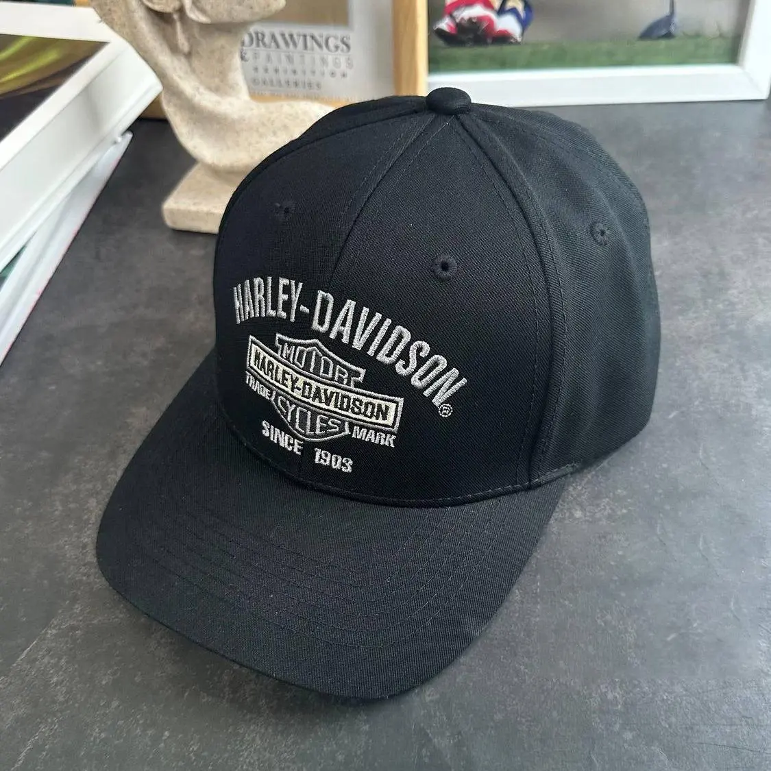 Harley Diesel power since 1925 Embroidered Trucker Hat, Premium Mesh Back Snapback Cap, Vintage Style Workwear Hat, Heavy Duty Black Trucker Hat for Men and Women, Adjustable Snapback