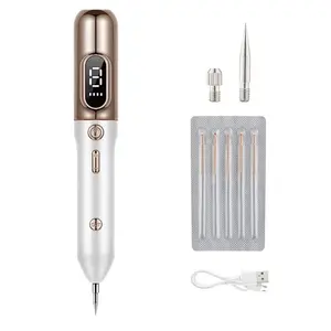 USB Rechargeable Beauty Pen with Smart LCD Display - 9 Level Adjustment for Personalized Skin Care & Precision Tweezers for Gentle Treatment Roller Derma