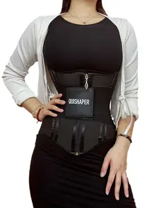 QUISHAPER Women's 2-in-1 Waist Trainer - Activewear Athletic Sportswear for Waist Training, Tummy Control Compression Workout Girdle, Breathable Zip-Up Hook-and-Eye Abdominal Binder Body Shaper Cincher