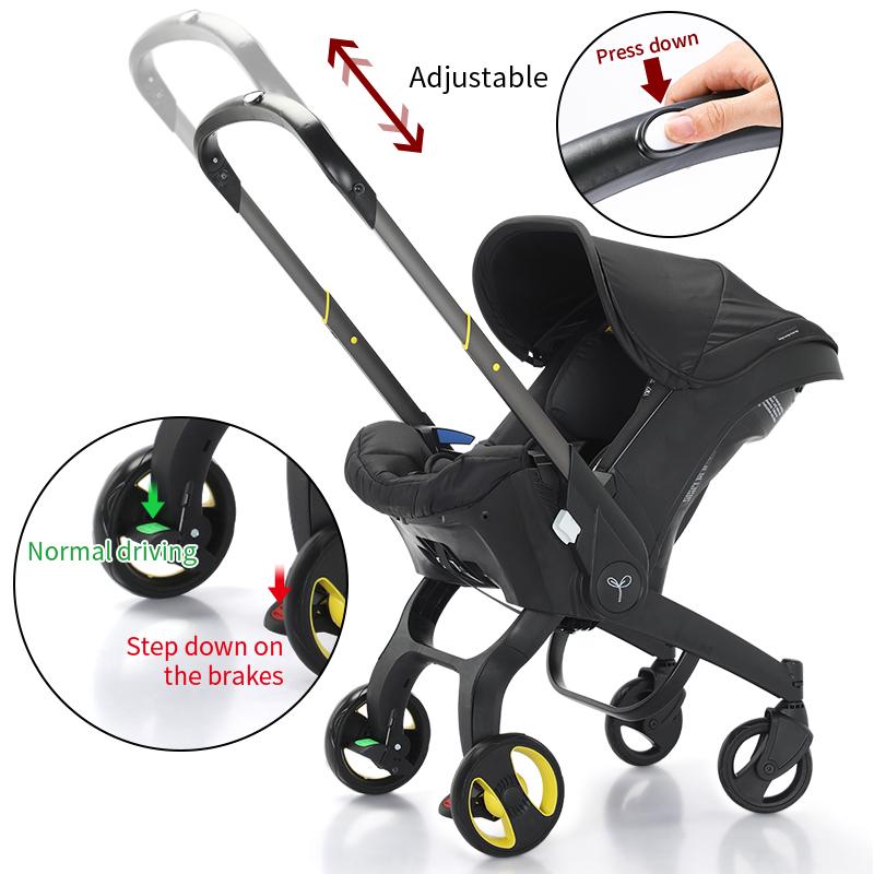 Baby Stroller with Free Bag ,Newborn Stroller,Foldable Stroller Legs,Equipped with Chest Clip,One-Click Contraction Function,Alloy Metal Material,4-wheel Travel Toddler Stroller