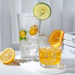 2pcs High Transparency Lead-Free Crystal Glass Cups, Reinforced Thickened Glass, Juice Cup, Cold Drink Cup, Tea Cup, Bubble Water Cup