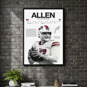 [ SPORT UNFRAMED - SALE UP TO 45% ] Josh Allen Hardline Series Football Sports Poster Power Athlete Game Room Decor