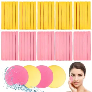 [Exfoliating Face Sponges] 120 Compressed Face Sponges | Cosmetician Face Cleanser Sponge Makeup Remover Sponge pad Exfoliating Spa wash Round sponge