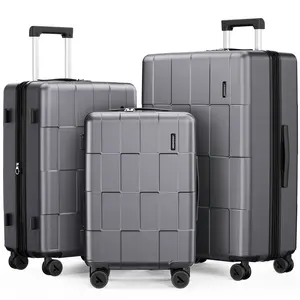 SHOWKOO 3-Piece Luggage Set (20in/24in/28in) Durable Full PC Hardside Lightweight Expandable Carry On Suitcase Sets with Double Spinner Wheels TSA Lock Gray High-quality Gift for Travel,School,Business