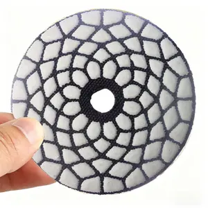 Huang Chang 4 Inch Diamond Polishing Pads with 5/8’’-11 Backer Pad, 6PCS Dry Granite Stone Polish Pad Kit for Drill, Grinder, Polisher, 1-5 Grit Polishing Pad for Concrete Marble Rock Countertop Quartz