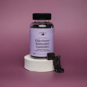 Elderberry Immunity Gummies - Gluten Free, Vegan, Natural Sweeteners, Zinc, Dietary Supplement for Immunity & Allergy Support