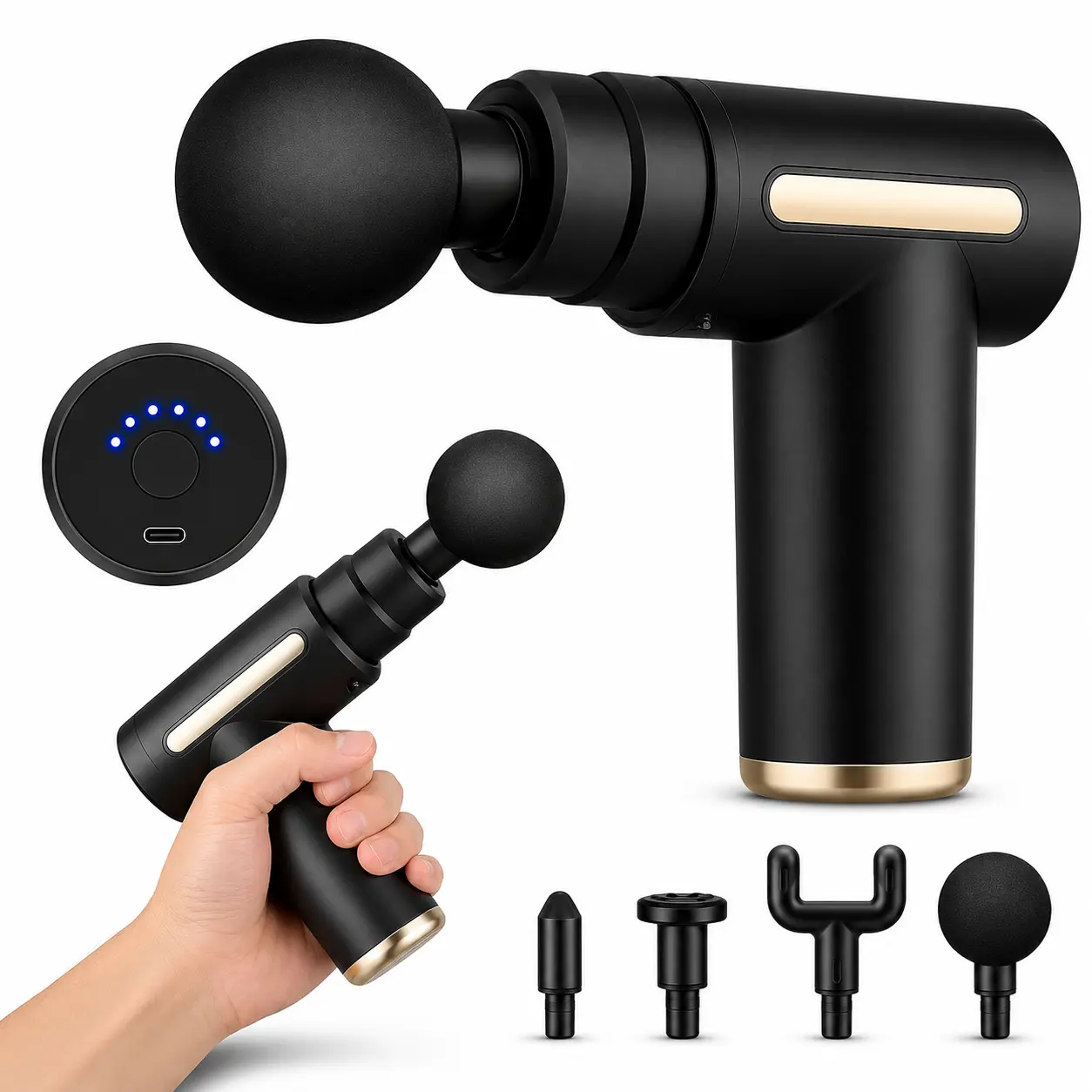 Deep Tissue Massage Gun, Portable Electric Muscle Massager, 20-Speed Levels, 7 Massage Heads, 1800mAh Rechargeable Battery, Heat Function, with Storage Case, for Back Neck Shoulder, Father's Day Gift for Colleagues, Family, Parents, Friends