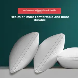 Five-Star Hotel Quality Plump & Supportive High Pillow, 100% Pure Cotton Fabric Pillow, Soft and Comfortable Pillow Core for Deep Sleep, 1200g Filling, Ergonomic Design, Bedroom Bedding, Suitable for Back, Stomach and Side Sleeping