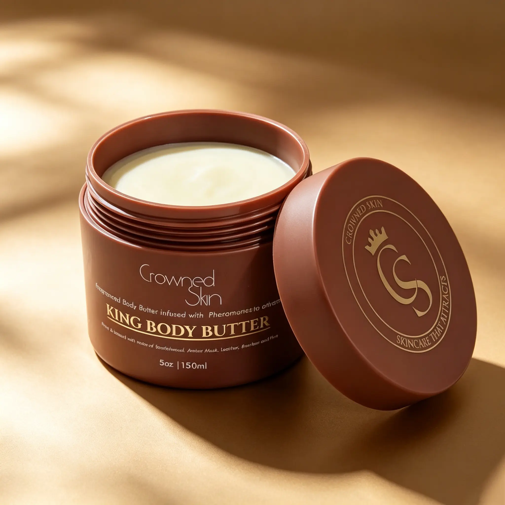 Crowned Skin King 150ml Men’s Daily Body Butter, Classic Scent & Pheromone Infused Lotion, Deep Hydration for Dry Skin, All-Day Long-Lasting Fragrance
