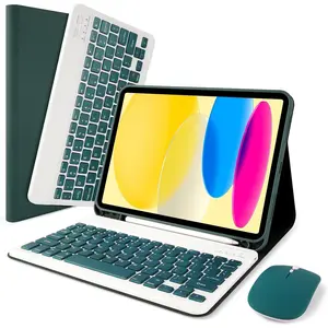 Slim Detachable Keyboard Case for iPad 10th Generation A2696/A2757/A2777 - Includes Pencil Holder,  in Multiple Colors