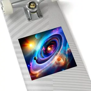 Cosmos Digital Art Square Stickers, Waterproof Vinyl, Indoor and Outdoor, Space and Starts Stickers