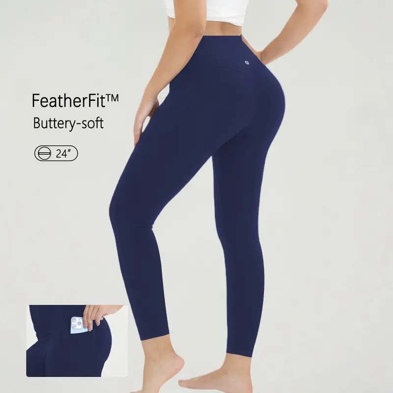Women's Buttery Soft High-Waisted Tummy Control Tapered Leggings with Pockets - Athleisure Bottoms for Gym, Lounging