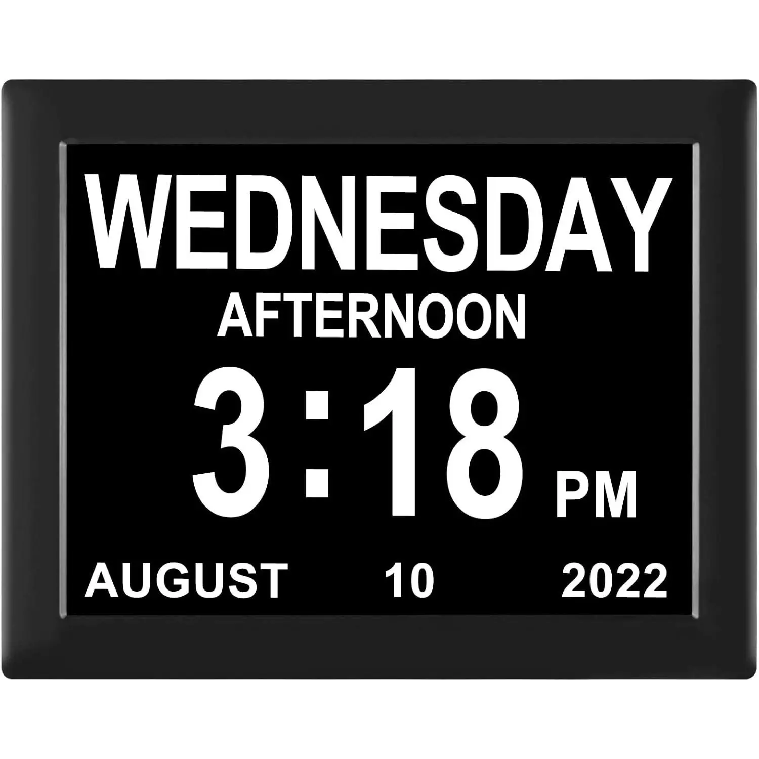 Digital Calendar Clock Date and Time Day of The Week Clock 8  Options + Auto Dimming for Seniors Dementia  Patients