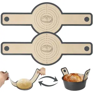 2 count  Bread Sling for Dutch Oven,  Bread Mat for Bread Oven, Non-Stick Bread Sling with Long Handle Sourdough Accessories, Gray
