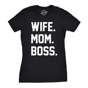 Womens Wife Mom Boss Funny T shirt I Am The Boss Tee for Ladies Shirts for Mom Funny Womens T Shirts Cute Vintage Fashion Casual Ladies T-Shirt Gift Mother's Day Tops for Women Funny Office Top Women's Novelty Black