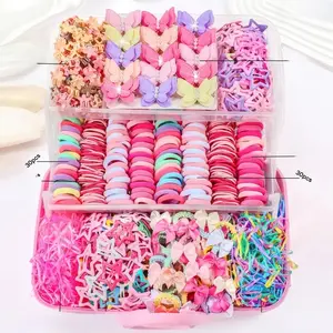 Dopamine Hair Accessory Set for Children's Birthday Gifts Princess Series Bow and Flowers Design A1087 Manual Processing Side Clip Hair Accessories for Ages 3-10