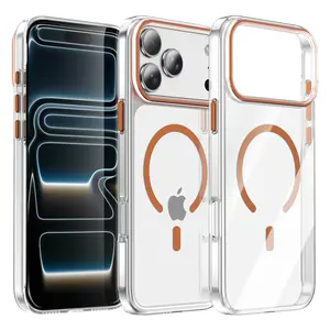 iPhone 17 Ultra Thin Magnetic Case, MagSafe Compatible, Military Grade Drop Proof, Individual Metal Buttons – Lightweight Shockproof Bumper, 6 Trendy Colors