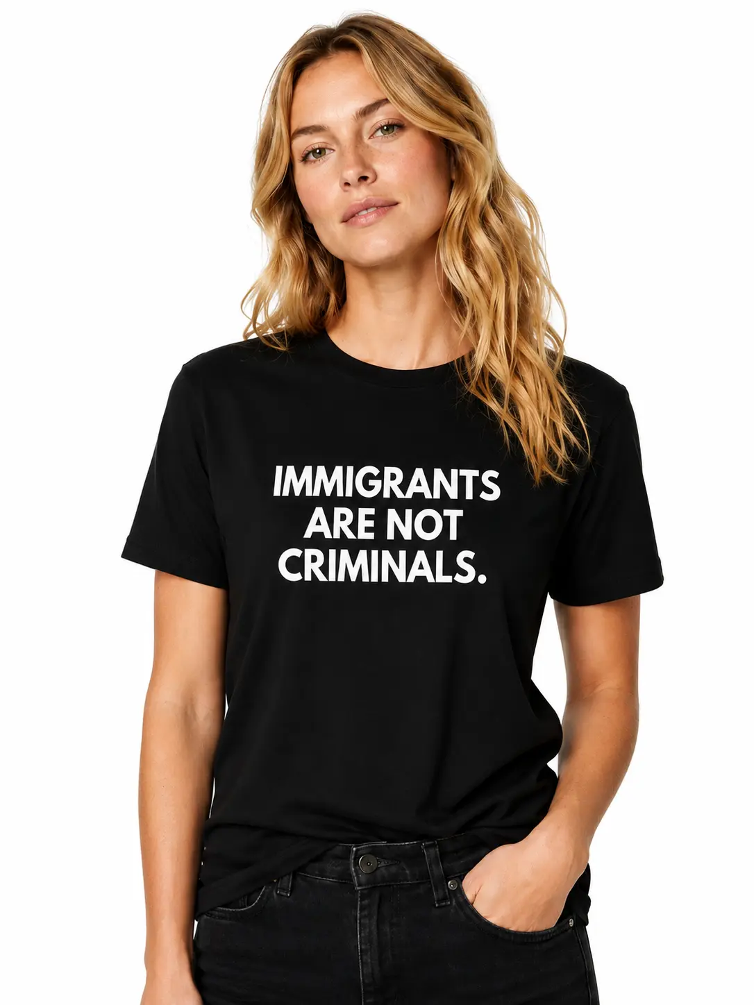 Pro Immigrant T-Shirt, Black Human Rights Letter Print Tee for Men Women, Unisex Social Justice Graphic Shirt, Casual Outfit