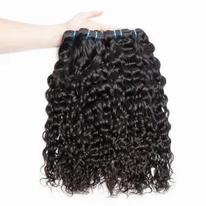 BELE Hair Water Wave Human Bundles 10A Grade Raw Human Hair Extensions 1/3/4 Bundles Wholesale Deal Wet and Wavy Quick Weave Hair Bundles 100% Real Human Hair Extensions Natural Black Color For Women Glueless Virgin Hair Machine Weft Hair