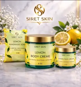 Siret Cosmetics Lemon Set 3 pcs, 1 Face Cream, 1 Body Cream, 1 Soap for Queen and King. Siret Skin WorldcaShop USA