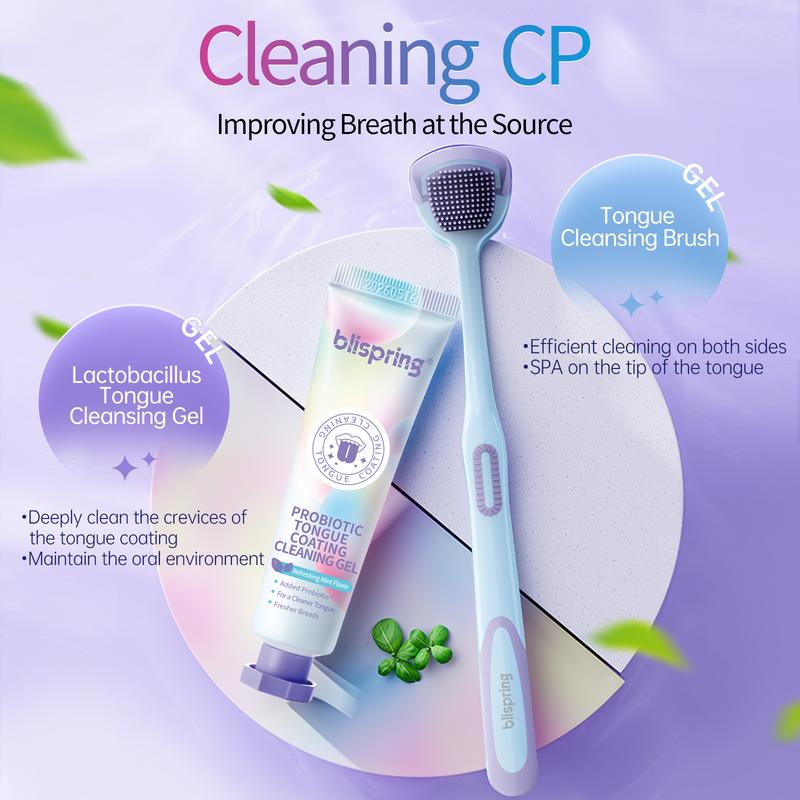 Blispring Tongue Scraper and Cleaning Gel Set | Targets Bad Breath at The Source, Ultimate Fresh Breath Routine (Scraper & Gel Bundle) Oral 1 Pcs Blispring Tongue Scraper and Cleaning Gel Set | Targets Bad Breath at The Source, Ultimate Fresh Breath Routine (Scraper & Gel Bundle) Oral 1 Pcs