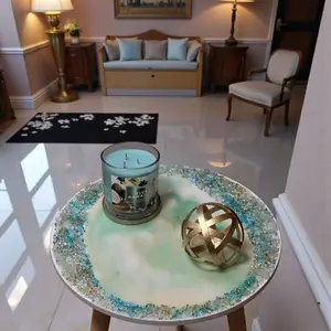 Hand designed 3D Elegant crystallized artwork hanging decor, displayed on stand or as a decorative table for candles.