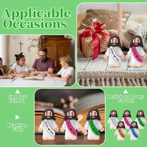 30Pcs Little Jesus Figures, Mini Jesus Figurines in bulk, Jesus loves you figures, Easter Jesus Love You Mini Rubber Toys to Hide and Seek Religious Party Favors Sunday School Baptism Gifts Easter Egg Stuffers(Lively Colors) Halloween