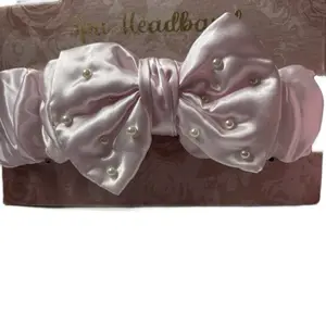 Pink pearl bow spa headband