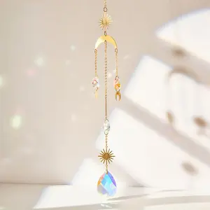 Handmade Amethyst Crystal Sun Catcher Wind Chime - Rainbow Light Catcher Hanging Ornament for Window, Garden Decor, Thoughtful Gift for Women