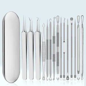 Professional Stainless Steel Acne Pimple Tool Set, Acne Blackhead Tools, Metal Box Included, Blackhead Remover Kit for Blemish Care & Spot Treatment, Precision Pimple Popper