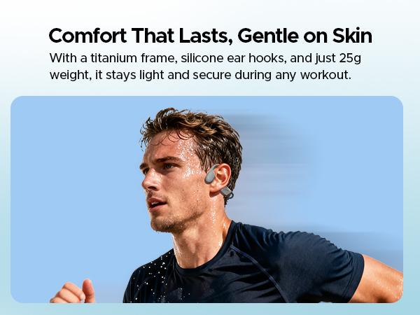 DOOGEE Bone Conduction Headphones, IP68 Waterproof SwimminHeadphones Wireless Bluetooth 5.4, Skin Friendly Silicone, 32GBMP3 Mode, Sport Open Earphones for Underwater, Running, Cycling