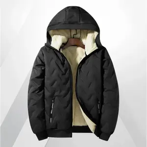 Men's Warm Fleece-Lined Hooded Jacket Stylish Winter Coat with Zipper Pockets Machine Washable Casual Design Perfect for Cold Weather Winter Jacket Menswear Small western clothing western wear men jacket w Tops Gamis jackets heated jacket western clothing