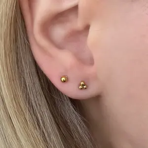 EVRY JEWELS Gold or Silver Plated Women's Tiny Crush Flat Back 2 Piece Earring Set