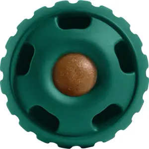 Green Refillable Dog Ice Cube Treat Toy with Yellow Mold Frozen Treat Dispenser for Hot Weather & Teething Dogs