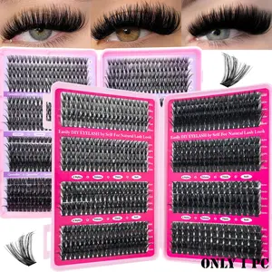 Self Adhesive Individual Lash Extensions D Curl 30D-150D Fluffy Cluster Lashes, Reusable Thick Natural 8-16mm Mixed, Dramatic Look for Party Wedding Daily Music Festival Women Gift