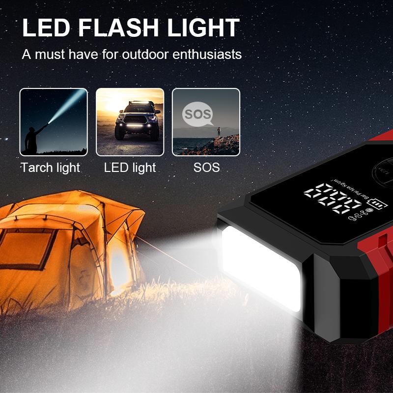 10000mAh Portable Jump Starter with Air Compressor 150PSI 12V Car Battery Jump Box for 8L Gas & 6.5L Diesel Engines Wireless Safe Clamps for Easy Use