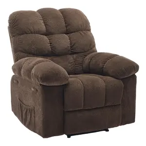 Oversized Recliner Chair for Adults, Extra Wide Overstuffed Manual Lounge Sofa, Ergonomic Upholstered Single Recliner for Living Room Bedroom, Comfortable Nursery Recliner, Terry Cloth Blue